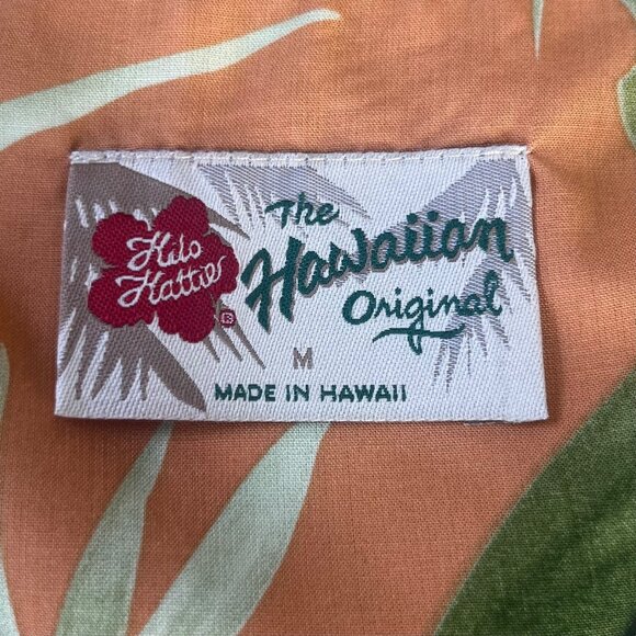 Hilo Hattie Hawaiian Dress Size Medium Orange Green Sleeveless Tropical Leaf - Picture 6 of 7